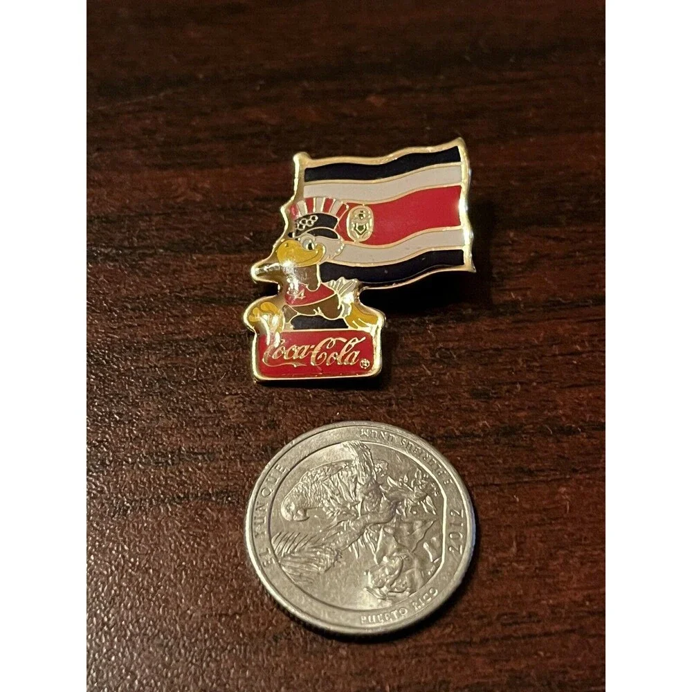 Vintage 1984 Los Angeles Olympics Coca Cola Sam Eagle Costa Rica Flag‎ Lapel Pin
